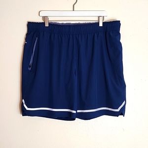 Motion Navy Blue Double Layer Reflective Athletic Shorts